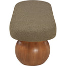 Color_Green/ Walnut -- Bowie Olive Boucle Fabric Upholstered Bench IMAGE 4