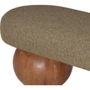  Color_Green/ Walnut -- Bowie Olive Boucle Fabric Upholstered Bench IMAGE 6