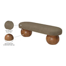  Color_Green/ Walnut -- Bowie Olive Boucle Fabric Upholstered Bench IMAGE 7