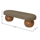  Color_Green/ Walnut -- Bowie Olive Boucle Fabric Upholstered Bench IMAGE 8
