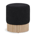  Color_Black/ Natural -- Meridian Veranda Boucle Fabric Upholstered Stool IMAGE 1