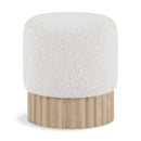 Meridian Veranda Cream Boucle Fabric Ottoman/Stool IMAGE 1