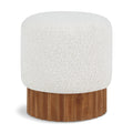  Color_Cream/ Walnut -- Meridian Veranda Boucle Fabric Upholstered Stool IMAGE 1