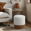  Color_Cream/ Walnut -- Meridian Veranda Boucle Fabric Upholstered Stool IMAGE 2