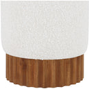  Color_Cream/ Walnut -- Meridian Veranda Boucle Fabric Upholstered Stool IMAGE 3