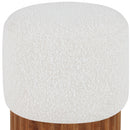  Color_Cream/ Walnut -- Meridian Veranda Boucle Fabric Upholstered Stool IMAGE 4