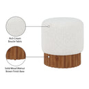  Color_Cream/ Walnut -- Meridian Veranda Boucle Fabric Upholstered Stool IMAGE 5