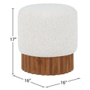  Color_Cream/ Walnut -- Meridian Veranda Boucle Fabric Upholstered Stool IMAGE 6