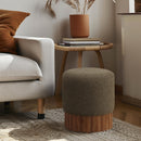  Color_Green/ Walnut -- Veranda Olive Boucle Fabric Upholstered Stool IMAGE 2