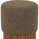  Color_Green/ Walnut -- Veranda Olive Boucle Fabric Upholstered Stool IMAGE 3