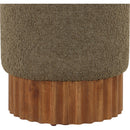 Color_Green/ Walnut -- Veranda Olive Boucle Fabric Upholstered Stool IMAGE 4