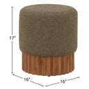  Color_Green/ Walnut -- Veranda Olive Boucle Fabric Upholstered Stool IMAGE 6