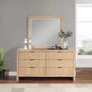  Meridian Fairfax Natural Solid Wood And Oak Veneer Frame Mirror IMAGE 2