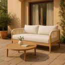  Meridian Maui 68" Cream Water Resistant Fabric Upholstered Outdoor Patio Loveseat IMAGE 2