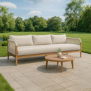  Meridian Maui 88" Cream Water Resistant Fabric Upholstered Outdoor Patio Sofa IMAGE 2