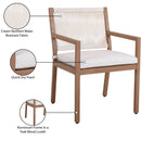  Meridian Maui Cream Water Resistant Fabric Upholstered Outdoor Patio Dining Arm Chair IMAGE 10