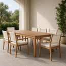  Meridian Maui Cream Water Resistant Fabric Upholstered Outdoor Patio Dining Arm Chair IMAGE 2
