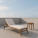  Meridian Maui Cream Water Resistant Fabric Upholstered Outdoor Patio Lounger IMAGE 2