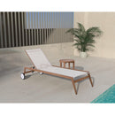  Meridian Maui Cream Water Resistant Fabric Upholstered Outdoor Patio Lounger IMAGE 4