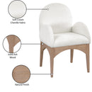  Color_Cream/ Natural -- Waldorf Cream Chenille Fabric Upholstered Dining Arm Chair IMAGE 9