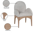  Color_Grey/ Natural -- Waldorf Grey Chenille Fabric Upholstered Dining Arm Chair IMAGE 9