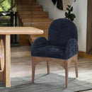  Color_Natural/ Navy -- Waldorf Navy Chenille Fabric Upholstered Dining Arm Chair IMAGE 2