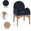  Color_Natural/ Navy -- Waldorf Navy Chenille Fabric Upholstered Dining Arm Chair IMAGE 9