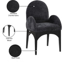  Color_Black -- Waldorf Black Chenille Fabric Upholstered Dining Arm Chair IMAGE 9