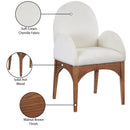  Color_Cream/ Walnut -- Waldorf Cream Chenille Fabric Upholstered Dining Arm Chair IMAGE 9
