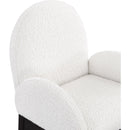  Color_Black/ Cream -- Waldorf Cream Boucle Fabric Upholstered Dining Arm Chair IMAGE 6