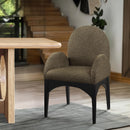  Color_Black/ Green -- Waldorf Olive Boucle Fabric Upholstered Dining Arm Chair IMAGE 2
