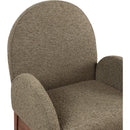  Color_Green/ Walnut -- Waldorf Olive Boucle Fabric Upholstered Dining Arm Chair IMAGE 6