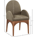  Color_Green/ Walnut -- Waldorf Olive Boucle Fabric Upholstered Dining Arm Chair IMAGE 8