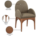  Color_Green/ Walnut -- Waldorf Olive Boucle Fabric Upholstered Dining Arm Chair IMAGE 9