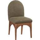  Color_Green/ Walnut -- Waldorf Olive Boucle Fabric Upholstered Dining Side Chair IMAGE 1