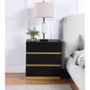  Color_Black/ Brass -- Meridian Zaylan 3 Drawer Nightstand IMAGE 2