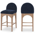  Color_Natural/ Navy -- Waldorf Navy Chenille Fabric Upholstered Counter Stool IMAGE 1