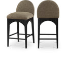  Color_Black/ Green -- Waldorf Olive Boucle Fabric Upholstered Counter Stool IMAGE 1