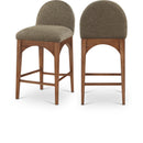  Color_Green/ walnut -- Waldorf Olive Boucle Fabric Upholstered Counter Stool IMAGE 1