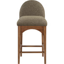  Color_Green/ walnut -- Waldorf Olive Boucle Fabric Upholstered Counter Stool IMAGE 4