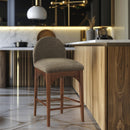  Color_Green/ walnut -- Waldorf Olive Boucle Fabric Upholstered Counter Stool IMAGE 8