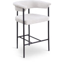  Color_Black/ Cream -- Malin Cream Boucle Fabric Upholstered Counter Stool IMAGE 1