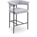 Meridian Malin Grey Boucle Fabric Counter Stool IMAGE 1