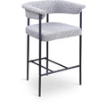  Color_Black/ Grey -- Malin Grey Boucle Fabric Upholstered Counter Stool IMAGE 1