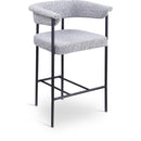  Color_Black/ Grey -- Malin Grey Boucle Fabric Upholstered Counter Stool IMAGE 1