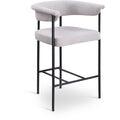  Color_Black/ Grey -- Malin Grey Linen Textured Fabric Upholstered Counter Stool IMAGE 1