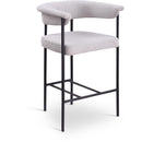  Color_Black/ Grey -- Malin Grey Linen Textured Fabric Upholstered Counter Stool IMAGE 1