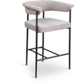  Color_Black/ Taupe -- Malin Taupe Linen Textured Fabric Upholstered Counter Stool IMAGE 1