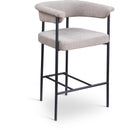  Color_Black/ Taupe -- Malin Taupe Linen Textured Fabric Upholstered Counter Stool IMAGE 1