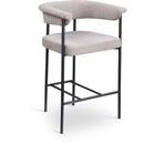 Meridian Malin Taupe Linen Textured Fabric Counter Stool IMAGE 1